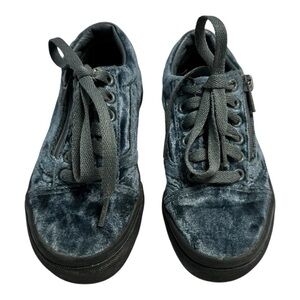 Vans Old Skool Velvet Zip Kids Comfy Sneakers Blue Size 11.5 Youth Casual Shoes